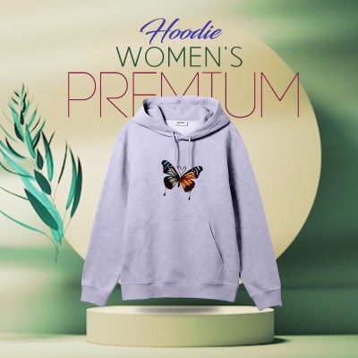 Premium Comfortable (Butterflies-Light Purple) Ladies winter hoodie